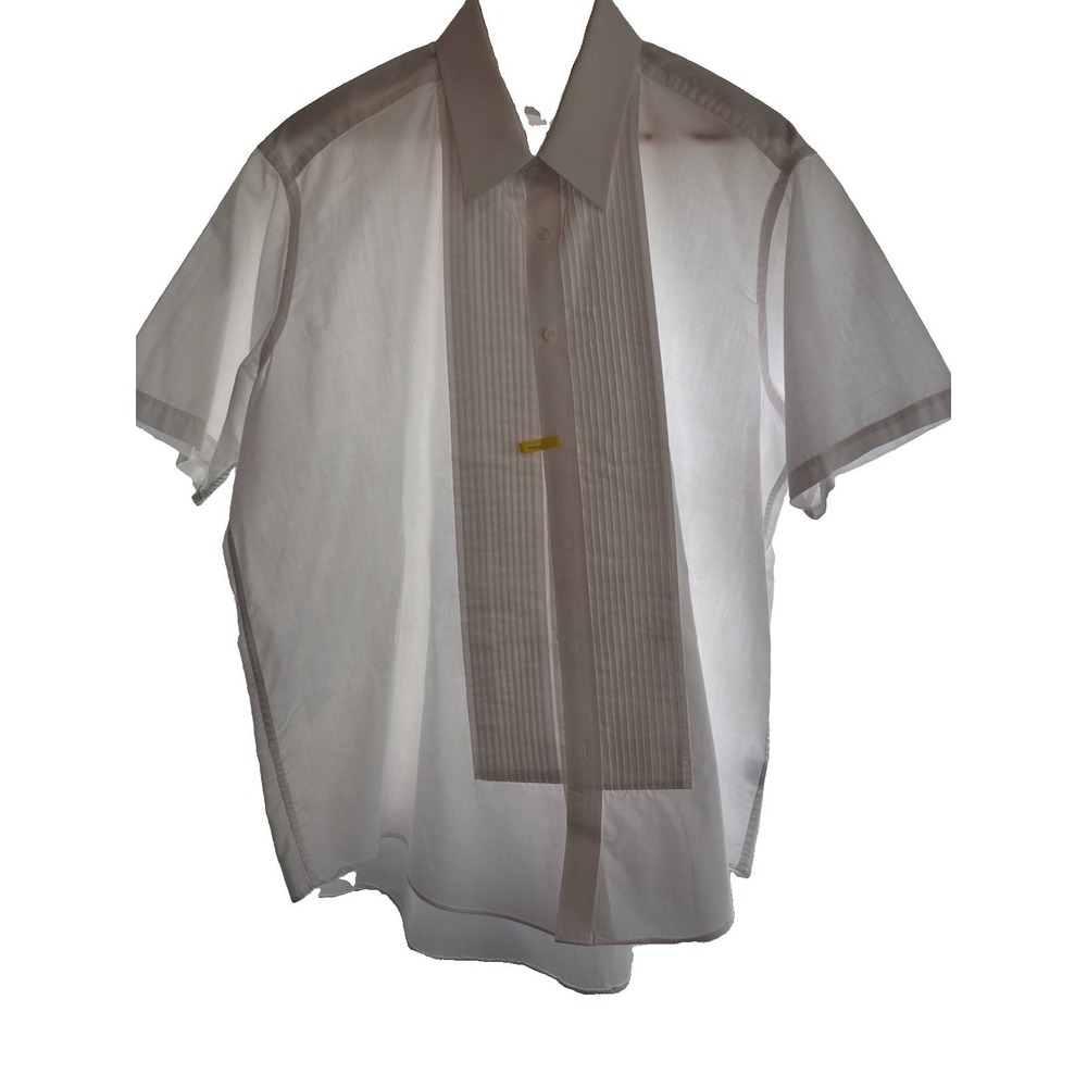 Joseph & Feiss Men's 18 34/35 Short/SL Tuxedo Shirt With Front Pleated Bib White